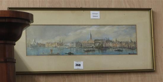 W. Henry, watercolour, Venetian lagoon, signed, 12 x 48cm